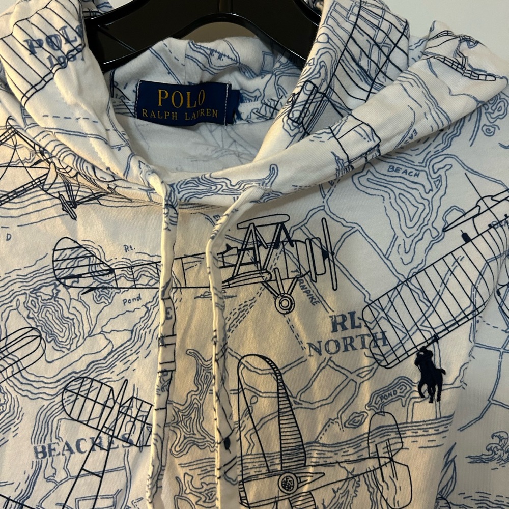 Polo Ralph Lauren White and Blue Graphic hooded t shirt - Picture 6 of 8
